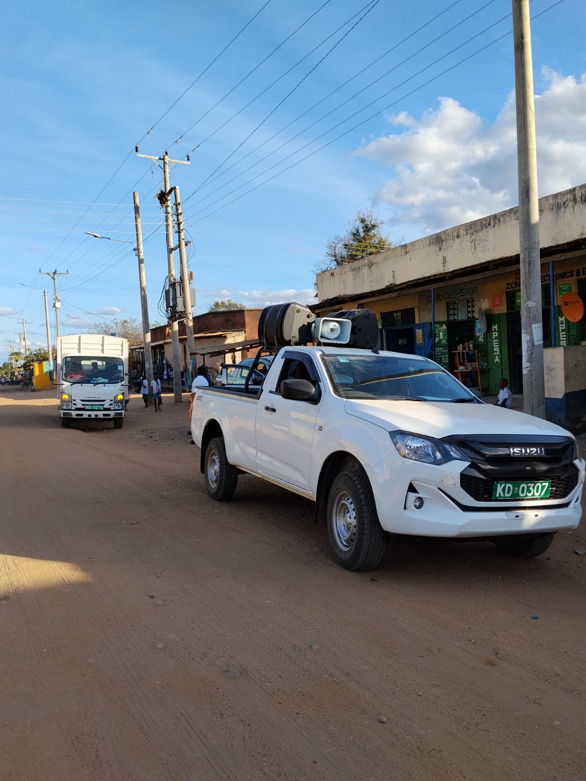Isuzu D-Max single cab operating as a mobile campaign vehicle